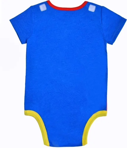 Vista 5 de WARNER BROS Superman Boys Short Sleeve Creeper with Cap Superhero for Baby Blue
