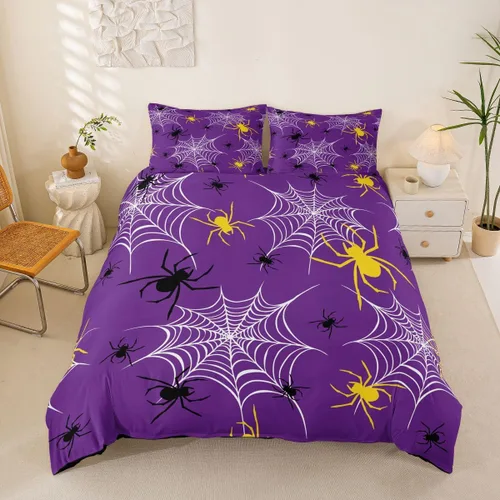 Vista 21 de Erosebridal Halloween Castle Pumpkin Duvet Cover Set Spooky Floral Cartoon Twin Bedding Sets for Girls Kids Boys Vintage Spooky Comforter Cover