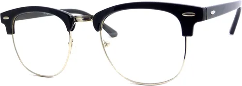 Vista 2 de Vintage Retro cuerno medio borde moderno marco lente claro ojos gafas plateadas