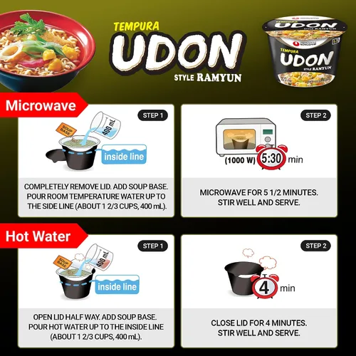 Vista 6 de Nongshim Tempura Udon Style - Sopa instantánea de ramen Big Bowl, 12