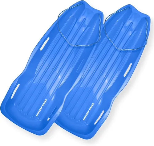 Vista 8 de Slippery Racer Downhill Xtreme Flexible Adults and Kids Plastic Toboggan Snow Sled for up to 2 Riders with Pull Rope and Handles