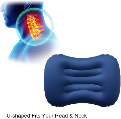 Vista 4 de Almohadas inflables ultraligeras para campamento: compresibles, compactas, inflables, cómodas, ergonómicas para soporte de cuello y lumbar mientras