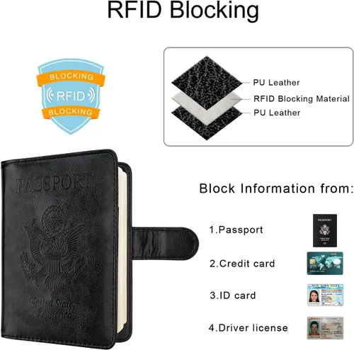 Vista 3 de WALNEW Funda para pasaporte de viaje, pasaporte, tarjetero, cartera