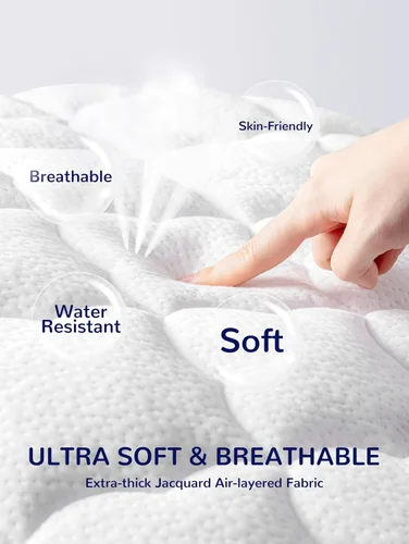 Vista 3 de SLEEP ZONE Protector de colchón impermeable para cuna, acolchado, ajustable, de 28 x 52 pulgadas, suave y transpirable, protector de cama infantil