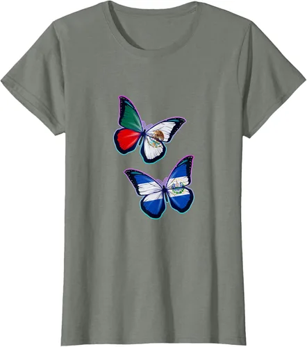 Vista 12 de Raíces biculturales de El Salvador y México. Versión mariposa Camiseta, Negro