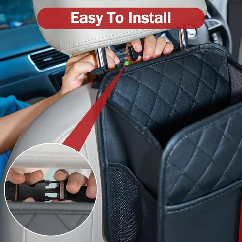Vista 7 de Organizador de respaldo de asiento de automóvil con bolsillos de almacenamiento, paquete de 2 organizadores de asiento de automóvil colgantes multi