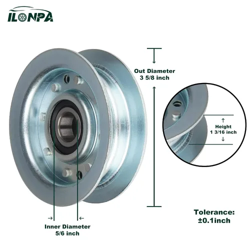 Vista 2 de ILONPA GY22172 Polea tensora para GY20629 GY20067 GY20110 John Deere 102 105 115 125 D105 D110 D140 D150 D155 D160 LA145 LA155 LA166 5 x 14 0 X165