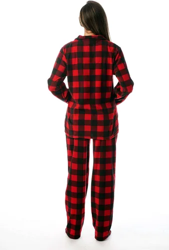 Vista 3 de #followme - Conjunto de pijamas estampadas de microvellón con botones en la parte delantera y calcetines