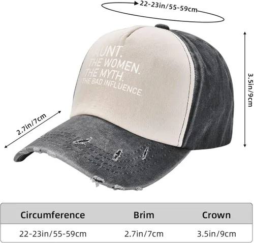 Vista 6 de YVNUM Women's and Men's Baseball Hat Adjustable Aunt The Women The Myth The Bad Influence Dad Hat Original Trucker Cap