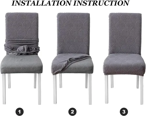 Vista 6 de Juego de 6 fundas elásticas para sillas – Fundas extraíbles para sillas de comedor, fundas protectoras de terciopelo lavables a prueba de polvo