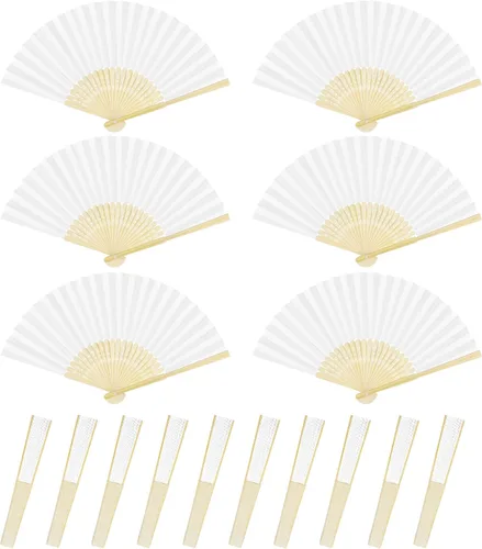Vista 8 de Aodaer Abanicos plegables de papel de bambú para regalo de boda, recuerdos de fiesta, bricolaje, decoración del hogar, multicolor