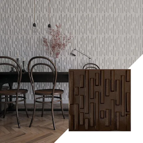 Vista 29 de Ekena Millwork 19 5/8 pulgadas de ancho x 19 5/8 pulgadas de alto, ladrillo escalonado EnduraWall decorativo 3D, cobre envejecido