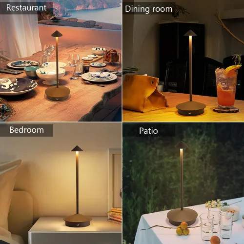 Vista 5 de Paquete de 2 lámparas de mesa inalámbricas recargables LED, portátiles de exterior, 5000 mAh, operadas con batería, luz de mesa con control táctil