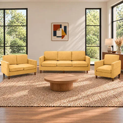 Vista 51 de Kingfun Juego de 2 sillas decorativas, sillas de sala de estar, sillón de lectura de mediados de siglo, felpilla con pie de madera maciza