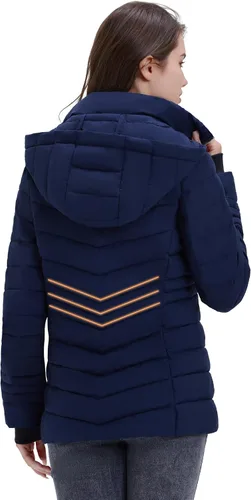 Vista 3 de ROYAL MATRIX Chaqueta acolchada ligera para mujer, chaqueta acolchada plegable para invierno, cálida con capucha