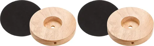 Vista 5 de PATIKIL Base de lámpara de madera de 4.724 in, 1 paquete de base circular de madera maciza de madera para escritorio, soporte de repuesto