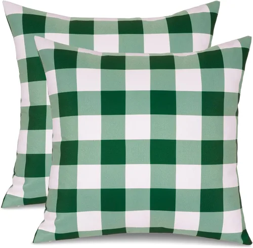 Vista 10 de Poise3EHome Juego de 2 fundas de almohada para exteriores de 16 x 16 pulgadas, a cuadros blancos y negros, a prueba de salpicaduras, para primavera