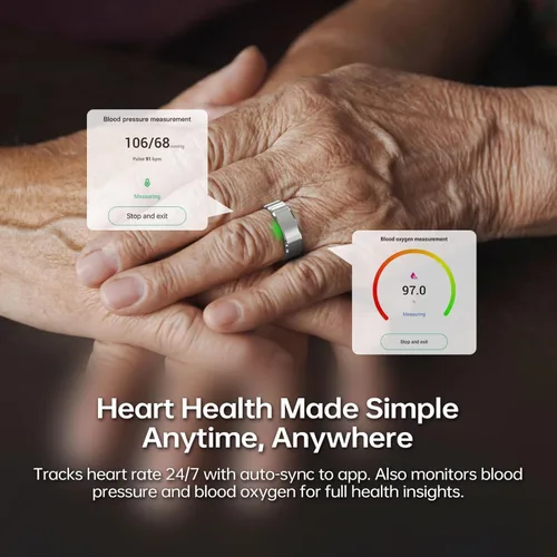 Vista 6 de FitElf 3 Pro Smart Ring - Rastreador de actividad física, monitor de salud y sueño, presión arterial, frecuencia cardíaca y oxígeno