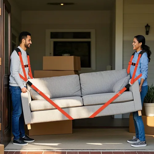 Vista 7 de Ytonet Correas de Mudanza, Sistema de Elevación y Movimiento para 2 Personas, Correas de Elevación de Muebles con Soporte Acolchado para la Espalda
