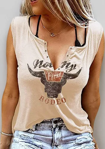 Vista 4 de Western Country Music Tank Top Mujer Vintage Cowboy Rodeo Tank Cattle Skull Graphic Camisa sin mangas Vaquera Tops