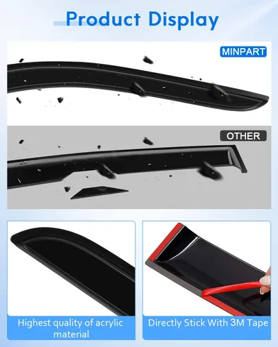Vista 6 de Deflector de ventana lateral, viseras de humo oscuro, protectores de lluvia, 4 piezas para Dodge 2002-2008 para Ram 1500 Fit for 2002-2008 for