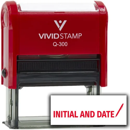 Vista 11 de Vivid Stamp Sello de goma autoentintado con inicial y fecha (tinta negra) - Q-300 Negro