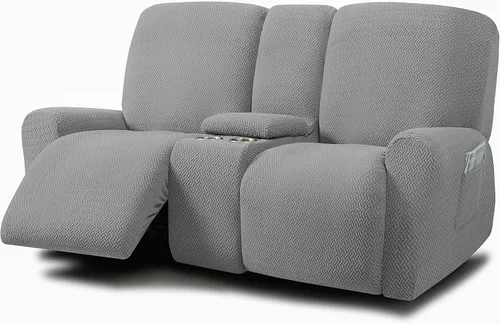 Vista 8 de ULTICOR Fundas jacquard para sofá reclinable de 8 piezas, fundas elásticas para sofá reclinable de 3 cojines, gruesas, suaves y lavables (estilo 3)