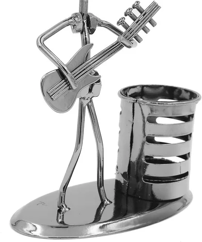 Vista 5 de Música Tema de Músico Sombrero de Hierro Hombre Arte Acero Metal Personalidad Creativa Lápiz Titular de Lápiz Taza Oficina Estudiantes de Escritorio