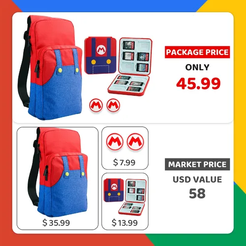 Vista 7 de GLDRAM Paquete de bolsas de viaje para Nintendo Switch, bonita funda de transporte para Switch Lite y Switch OLED, kit de accesorios de bolsa