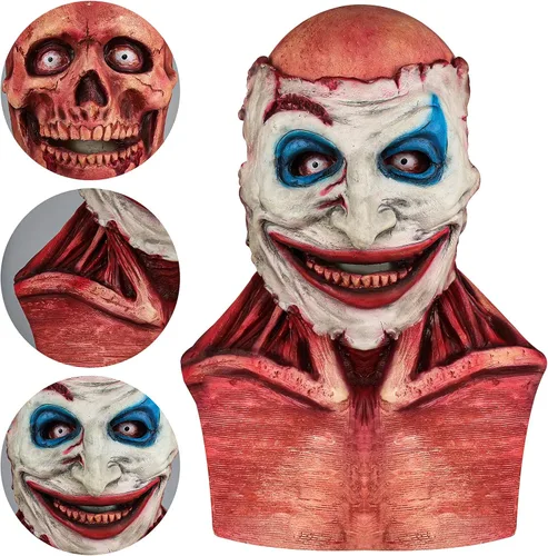 Vista 4 de Bulex Halloween Creepy Mask with Removable Magnet Scary Face Zombie Prorp Skull Mask - Double Layer Face Splittable Mask