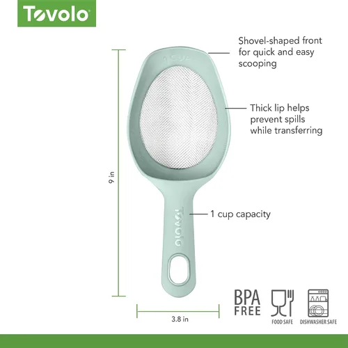 Vista 5 de Tovolo Cuchara y tamiz tamiz de harina para hornear polvo 1 taza de tamiz de harina de malla fina 20, fácil cuchara apta para lavavajillas