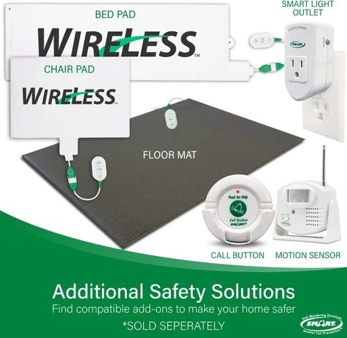 Vista 7 de Smart Caregiver - Sistema de alarma inalámbrico para cama – Almohadilla de alarma inalámbrica con detección de peso (10 x 30 pulgadas) con monitor