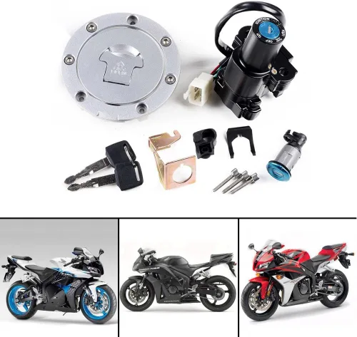 Vista 2 de Llave de bloqueo del interruptor de encendido de la tapa del tanque de combustible compatible con Honda 2004 2005 2006 2007 CBR 1000RR 2003-2006
