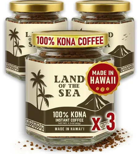 Vista 8 de CAFÉ KONA 100% - Café instantáneo premium liofilizado - Café bajo en ácido - Café arábica de tueste medio de Hawái, 1.5oz (1 paquete 22 porciones)