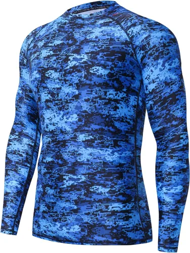 Vista 24 de HUGE SPORTS Camiseta de protección contra erupciones de manga larga para hombre UPF 50+ con protección UV, de secado rápido, con costuras