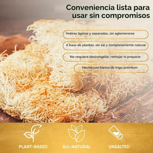 Vista 7 de Kataifi Masa de fillo rallada 500 g (17.6 oz) - Seca picada, sin sal, a base de plantas Para barra de chocolate con pistacho Dubai, Kunafa