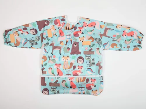 Vista 2 de Babero Camisa de manga larga con bolsillo para bebés de 1 a 3 años (Animal Forest)