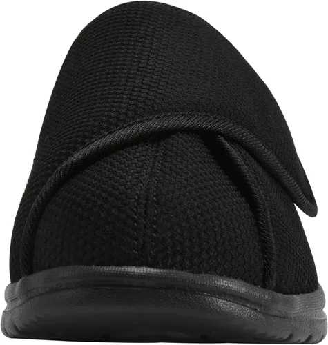 Vista 4 de Zapatos anchos para caminar para hombre, con velcro ajustable, para ancianos, edema diabético, pies hinchados, ligeros, antideslizantes, suela