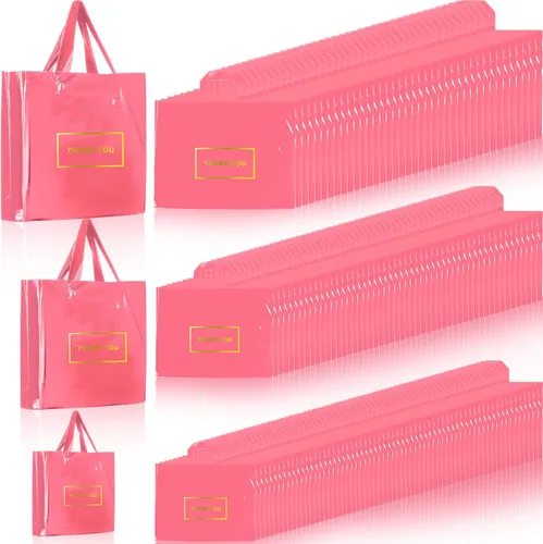 Vista 10 de Teling 200 piezas de bolsas de plástico "Thank You" al por mayor, bolsas de mercancía para bodas y negocios, 9 x 12 pulg, 12 x 15 pulg, 15 x 18 pulg