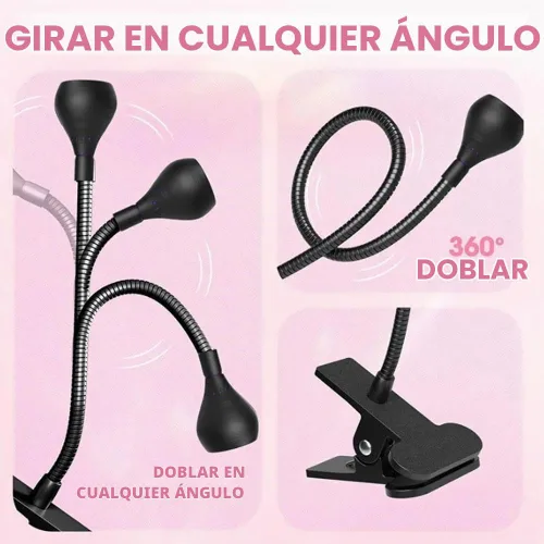 Vista 4 de Lámpara LED de manicura de uñas, lámpara de secado con cuello de cisne y abrazadera para uñas de gel, lámpara UV de cuello de cisne de 3 W, mini luz