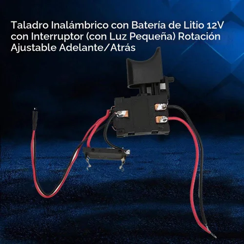 Vista 4 de Interruptor de control de velocidad de taladro inalámbrico 7,2 V - 24 V Interruptor de taladro eléctrico con luz pequeña para taladro manual