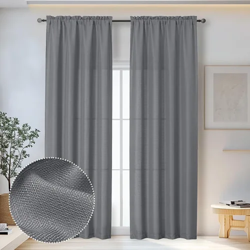 Vista 87 de OWENIE Bob Juego de 2 Paneles de Cortinas Negras de Cocina para Ventanas de 36 Pulgadas de Largo, Cortinas Cortas de Café con Textura de Lino