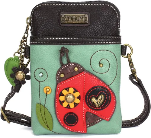 Vista 2 de CHALA Bolso cruzado para teléfono celular, piel sintética, lona multicolor con correa ajustable