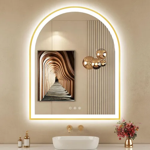 Vista 26 de Espejo de baño con iluminación LED arqueada de 24 x 30 pulgadas con luces