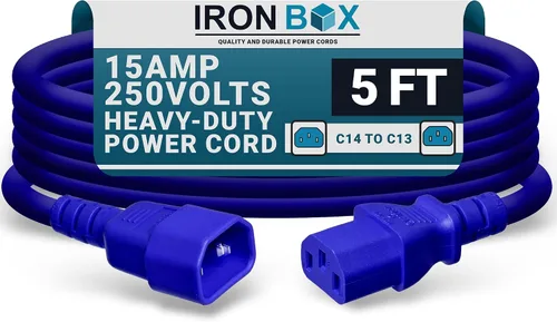 Vista 35 de IronBox Electric - Cable de Alimentación C14 a C13 de Servicio Pesado, 15A, 250V, Cable de Extensión para Computadora 14/3 AWG - Cables