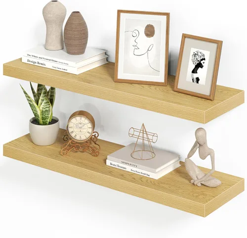Vista 16 de Heimlove Juego de 2 estantes flotantes de 16 pulgadas para pared, estante negro para baño pequeño, dormitorio, sala de estar, cocina, decoración
