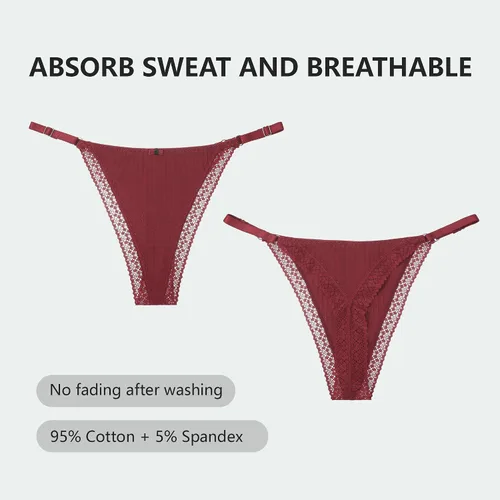 Vista 5 de Aijolen Tanga de algodón para mujer, ropa interior ajustable para mujer, bragas de cintura baja para mujer, no se ven
