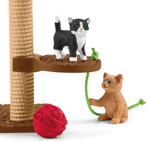 Vista 9 de Schleich Farm World - Juego de figuras de gatos y gatitos lindos - Juego de 9 piezas realistas de mamá gata y gatito bebé, juego grande para niños