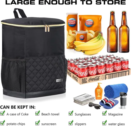 Vista 2 de Mochila Enfriadora Wolka 30 Latas, Mochilas Enfriadoras Portátiles Aisladas a Prueba de Fugas, Bolsa Enfriadora Impermeable de Lado Suave