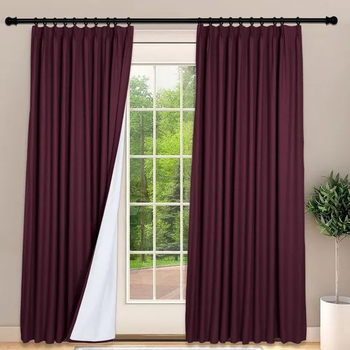 Vista 27 de Frelement Cortinas 100% opacas con forro térmico, cortinas de lino para decoración de Navidad, cortinas plisadas con aislamiento térmico